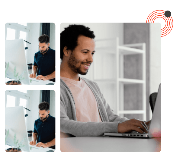 Person smiling while working